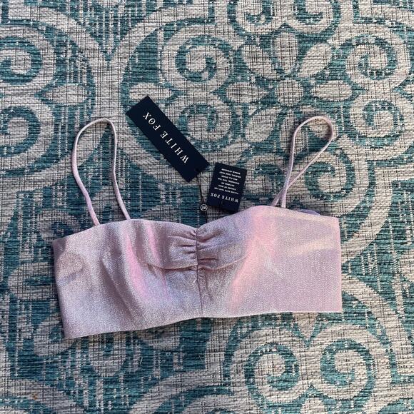 White Fox Boutique Stargazing Pants and All Mine Crop Top Set Baby Pink - Size L - Picture 3 of 16